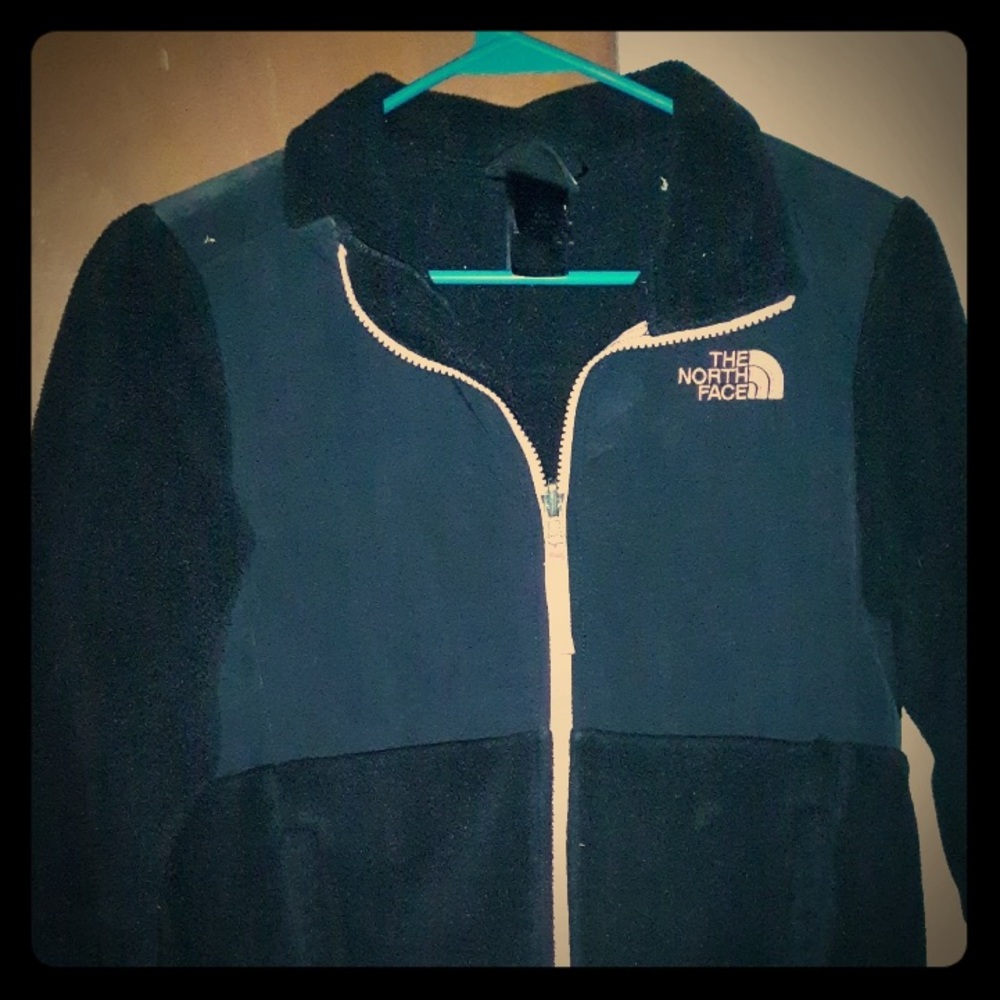 Pink black north face jacket